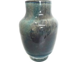 Design vaas Pearl Denim - Fidrio UNI COLOUR - glas, mondgeblazen bloemenvaas - diameter 20 cm hoogte 14 cm