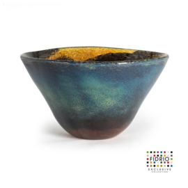 Design vaas Fidrio - glas kunst sculptuur - bowl - Moonlight - mondgeblazen - 20 cm hoog 