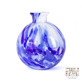 Design vaas Fidrio - Bolvase Delfts blue - gekleurd glas - mondgeblazen - 19 cm diep