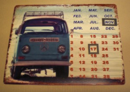 Wanddecoratie - Kalender - Volkswagen tourbus - 33x25