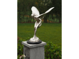 Tuinbeeld - bronzen beeld - Vliegende vrouw verzilverd - Bronzartes - 49 cm hoog