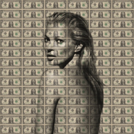 120 x 120 cm - Plexiglasschilderij  - Dollars Kate Moss - acrylicart - exclusieve collectie