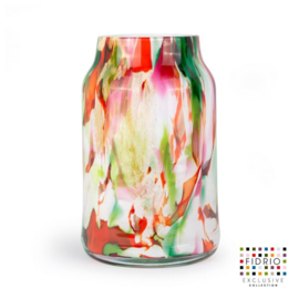 Design vaas Fidrio - glas kunst sculptuur - bloom - mixed colours - mondgeblazen - 30 cm hoog 