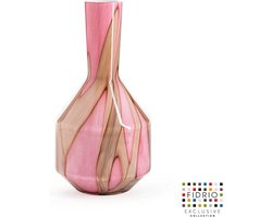Design vaas Bottle benito large - Fidrio PINK FLAME - glas, mondgeblazen bloemenvaas - hoogte 25,5 cm --