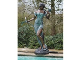 Tuinbeeld - groot bronzen beeld - vrouw met bloemen fontein - Bronzartes