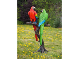 Tuinbeeld - groot bronzen beeld - gekleurde papegaaien - Bronzartes