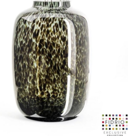Design Vaas Toronto - Fidrio GREY/BLACK - glas, mondgeblazen bloemenvaas - diameter 25 cm hoogte 35 cm