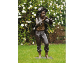 Tuinbeeld - groot bronzen beeld - Jongen met fluit - Bronzartes