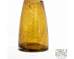 Design Vaas Univers - Fidrio AMBER BUBBLES - glas, mondgeblazen bloemenvaas - diameter 11 cm hoogte 28 cm