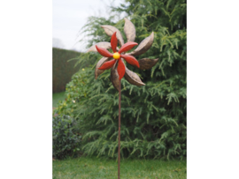 Tuinsteker metaal - tuindecoratie - tuinsteker windmolen Bloem - 205 cm hoog