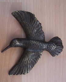 Tuinbeeld - bronzen beeld - Deurklopper colibri - Bronzartes - 17 cm hoog