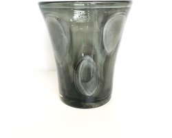 Design vaas Sidney - Fidrio Grey Cloudy - glas, mondgeblazen - diameter 24 cm hoogte 25 cm
