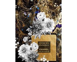 80 x 120 cm - glasschilderij - Parfumflesje van Chanel, met bloemen - schilderij fotokunst - foto print op glas