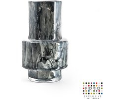 Design vaas Nuovo - Fidrio NERO - glas, mondgeblazen bloemenvaas - diameter 7,5 cm hoogte 18 cm