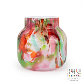 Design vaas Fidrio - glas kunst sculptuur - bloom - Mixed colours - mondgeblazen - 15 cm hoog