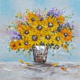 Olieverfschilderij - Bloemen - 100x100 cm