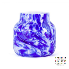 Design vaas Fidrio - Bloom Delfts blue - gekleurd glas - mondgeblazen - 15 cm hoog