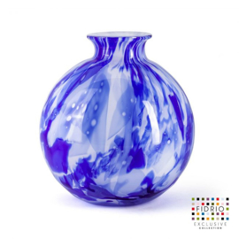 Design vaas Fidrio - Bolvase Delfts blue - gekleurd glas - mondgeblazen - 23 cm diep 