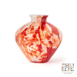 Design vaas Fidrio - glas kunst sculptuur - belly - Rosso - mondgeblazen - 20 cm hoog