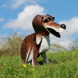 Beeld metaal - Tuinbeeld - beeld hond Reggie - 29 cm hoog