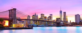 160 x 60 cm - Glasschilderij - schilderij fotokunst stadsgezicht skyline - New York Manhattan Brug - foto print op glas