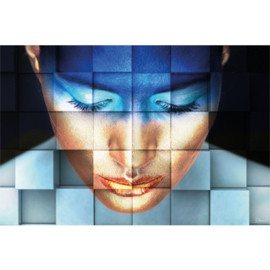 180 x 120 cm - Schilderij Dibond - Foto op aluminium - Vrouw blauw - fotokunst - Mondiart