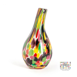 Design vaas Fidrio - Bottle Pisa - Candy - gekleurd glas - mondgeblazen - 18 cm hoog --