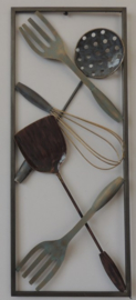 25 x 60 cm - wanddecoratie schilderij metaal - Frame Art - Abstract - Keuken