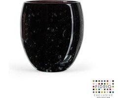 Design vaas - Fidrio BLACK - glas, mondgeblazen bloemenvaas - diameter 11,5 cm hoogte 20 cm --