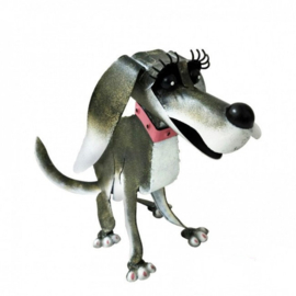 Beeld metaal - Tuinbeeld - beeld hond Roxie - 26 cm hoog