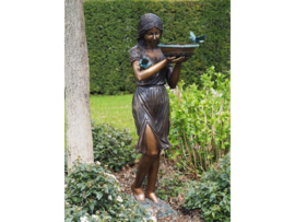 Tuinbeeld - groot bronzen beeld -  Vrouw met schaal fontein - Bronzartes