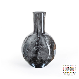 Design vaas Globe S - Fidrio NERO - glas, mondgeblazen bloemenvaas - hoogte 20 cm--