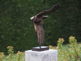 Beeld brons - Tuinbeeld - beeld uil - bronzartes - 48 cm hoog - voor huis en tuin