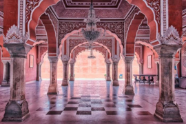 80 x 120 cm - Glasschilderij - Jaipur City Palace - schilderij fotokunst - foto print op glas --
