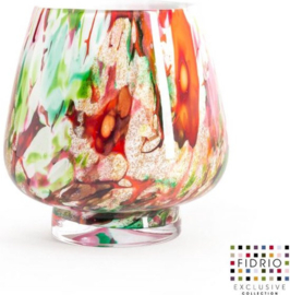 Design Vaas Milano - Fidrio MIXED COLOURS - glas, mondgeblazen bloemenvaas - diameter 18 cm hoogte 27 cm