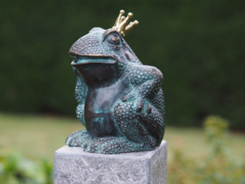 Tuinbeeld - bronzen beeld - Kikkerkoning - Bronzartes - 17 cm hoog
