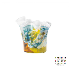 Design vaas Fidrio - glas kunst sculptuur - Wave colori - mondgeblazen - 15 cm hoog