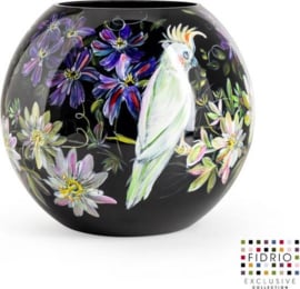 Design Vaas Bolvase - Fidrio HANDPAINTED - glas, mondgeblazen bloemenvaas - diameter 40 cm