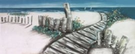 Olieverfschilderij - Strandpad - 60x150 cm