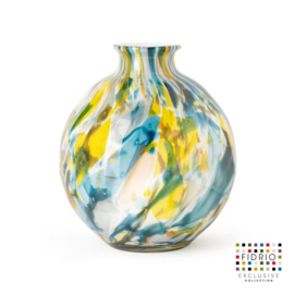 Design vaas Fidrio - glas kunst sculptuur - Bottle colori - mondgeblazen - 23 cm diep