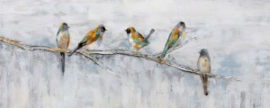 Olieverfschilderij - Vogeltjes - 60x150 cm