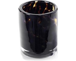 Design vaas cilinder - Fidrio leppard - glas, mondgeblazen bloemenvaas - diameter 9 cm hoogte 11 cm