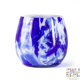 Design vaas Fidrio - Fiore Delfts blue - gekleurd glas - mondgeblazen - 15 cm hoog