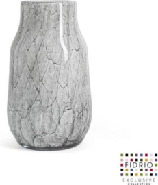 Design vaas Verona medium - Fidrio CEMENT GREY - glas, mondgeblazen bloemenvaas - diameter 9 cm hoogte 25 cm