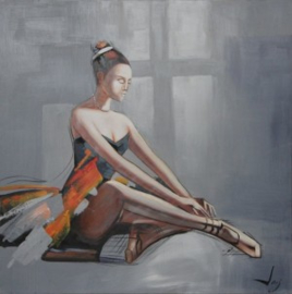 Olieverfschilderij - Ballerina - 100x100 cm