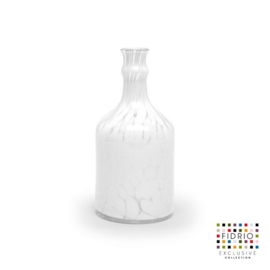 Design vaas Fidrio - glas kunst sculptuur - flores - White granulat - mondgeblazen - 22 cm hoog