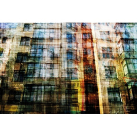 120 x 80 cm - Dibond schilderij - flatgebouw - kleurrijk - aluminium schilderij - aluart - exclusieve collectie