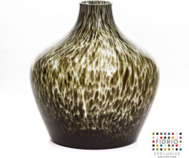 Design Vaas palmas - Fidrio GREY/BLACK - glas, mondgeblazen bloemenvaas - diameter 29,5 cm hoogte 32 cm