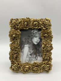 Fotolijst - antiek - rijk versierde barok lijst - kunsthars goud - rozen - binnenmaat 10x15 cm