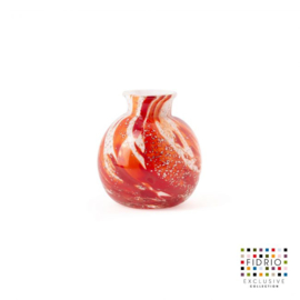 Design vaas Fidrio - glas kunst sculptuur - bolvase - Rosso - mondgeblazen - 8 cm hoog